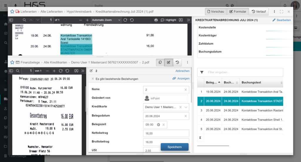 Kreditkartenabrechnung & digitale Belegerfassung - Automatisches Beleg-Matching
